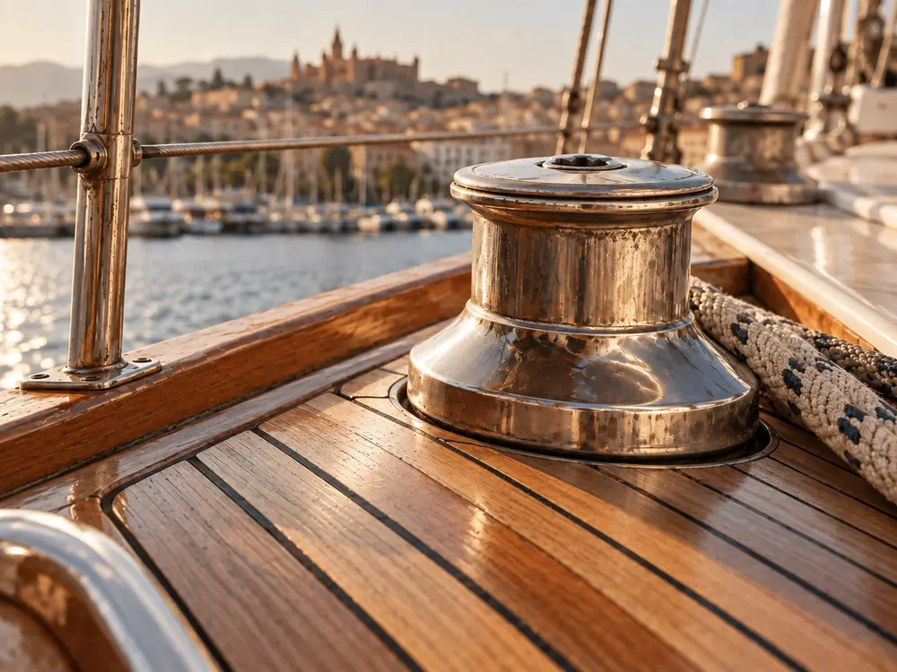 Detalle de un yate antes de la restauración